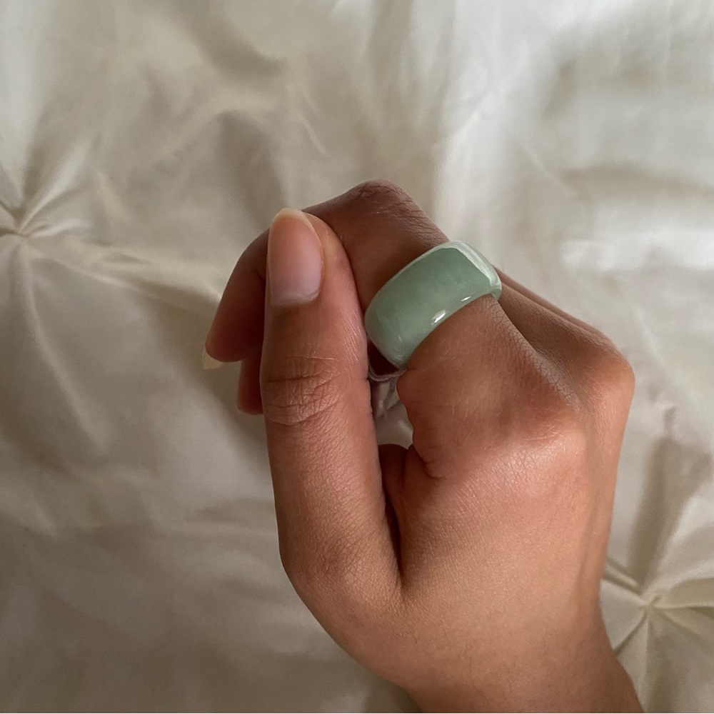 PURE GREEN JADE THICK RING